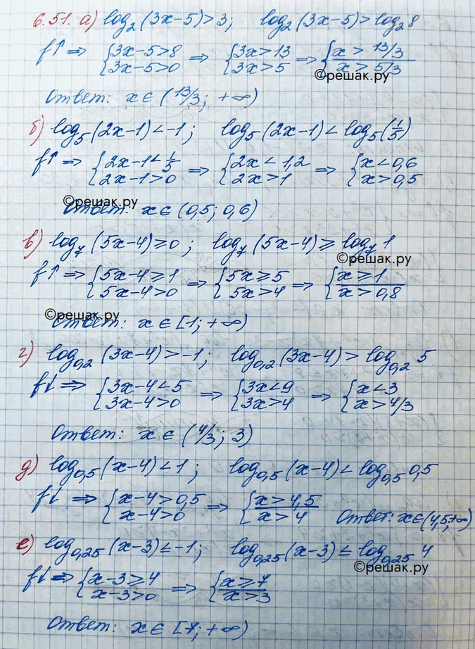 Решение 3. номер 6.51 (страница 186) гдз по алгебре 10 класс Никольский, Потапов, учебник