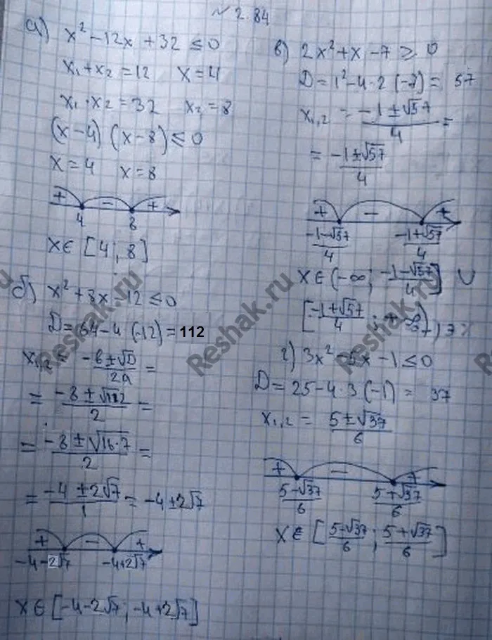 Решение 4. номер 2.84 (страница 87) гдз по алгебре 10 класс Никольский, Потапов, учебник