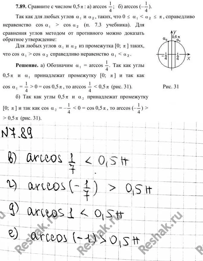 Решение 4. номер 7.89 (страница 224) гдз по алгебре 10 класс Никольский, Потапов, учебник