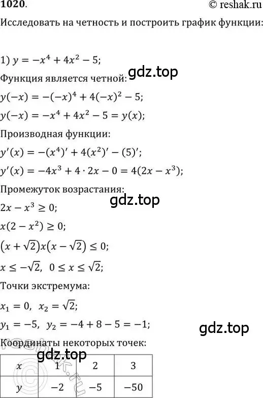 Решение 2. номер 1020 (страница 345) гдз по алгебре 11 класс Колягин, Ткачева, учебник