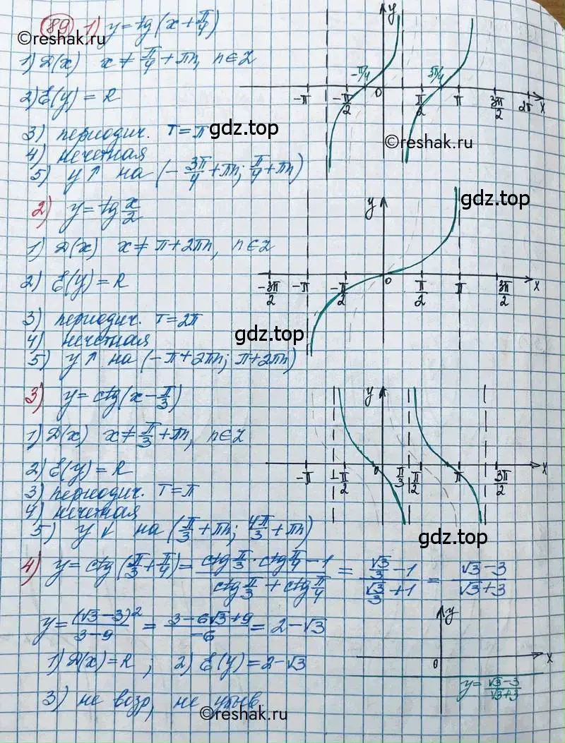 Решение 2. номер 89 (страница 36) гдз по алгебре 11 класс Колягин, Ткачева, учебник