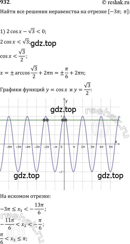 Решение 2. номер 932 (страница 335) гдз по алгебре 11 класс Колягин, Ткачева, учебник