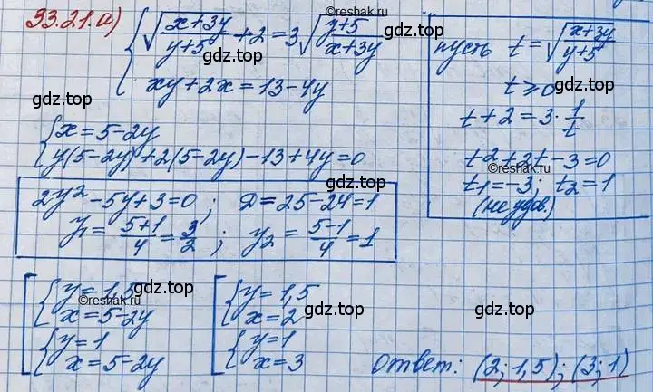 Решение 3. номер 33.21 (страница 212) гдз по алгебре 11 класс Мордкович, Семенов, задачник 2 часть