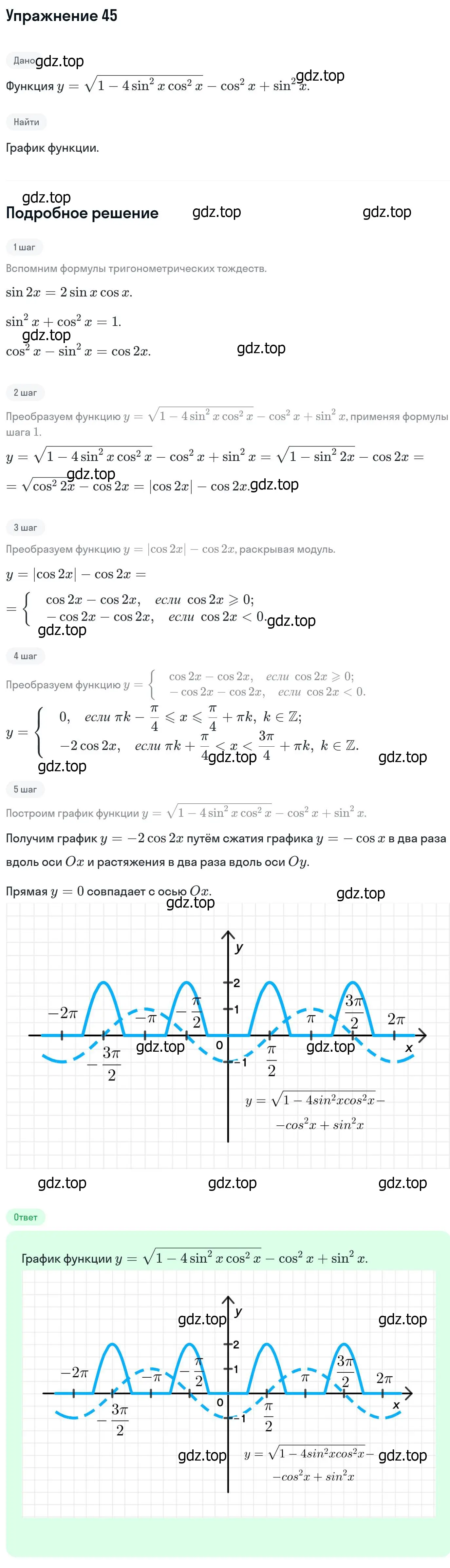 Решение номер 45 (страница 415) гдз по алгебре 11 класс Никольский, Потапов, учебник