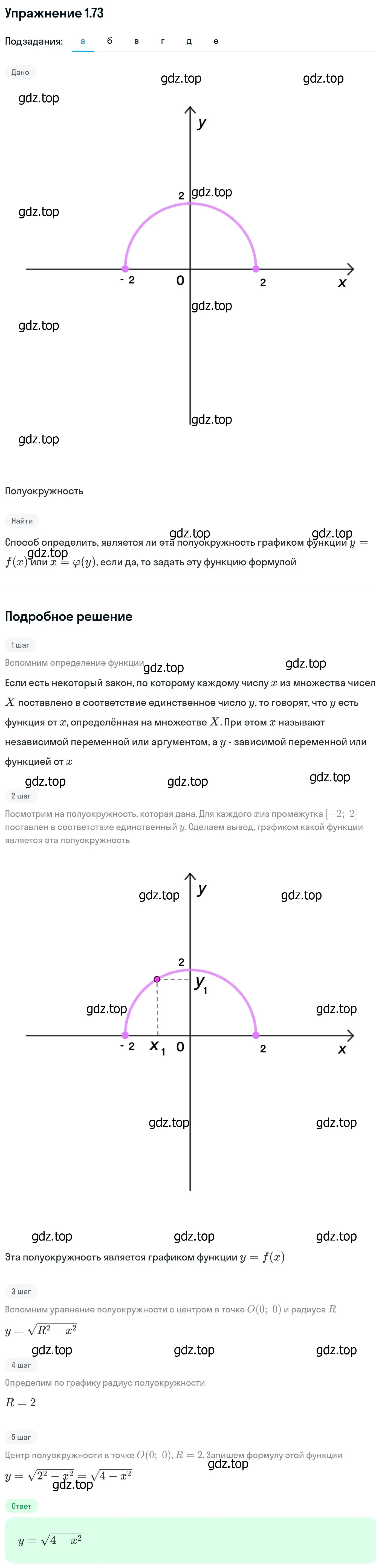 Решение номер 1.73 (страница 34) гдз по алгебре 11 класс Никольский, Потапов, учебник 1 часть