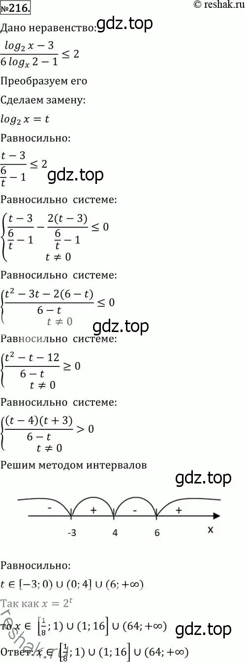 Решение 2. номер 216 (страница 428) гдз по алгебре 11 класс Никольский, Потапов, учебник