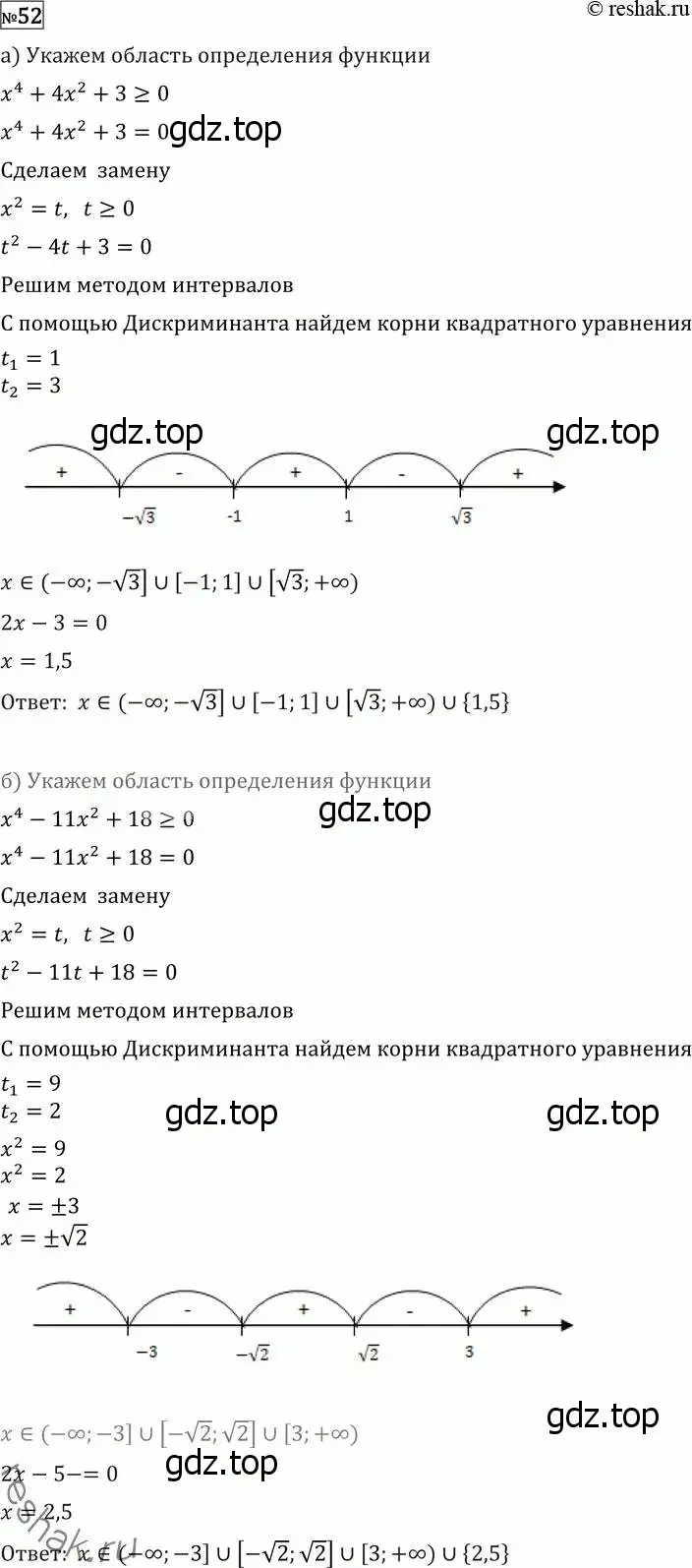 Решение 2. номер 52 (страница 415) гдз по алгебре 11 класс Никольский, Потапов, учебник