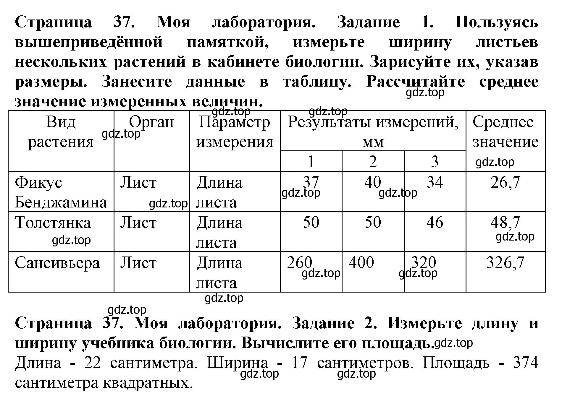 Решение номер Моя лаборатория (страница 37) гдз по биологии 5 класс Пасечник, Суматохин, учебник