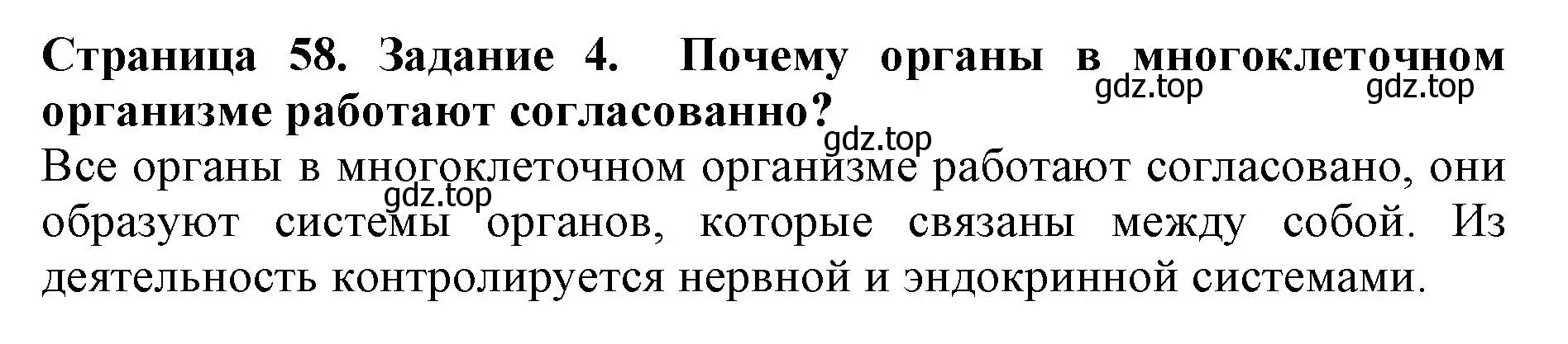 Решение номер 4 (страница 58) гдз по биологии 5 класс Пасечник, Суматохин, учебник