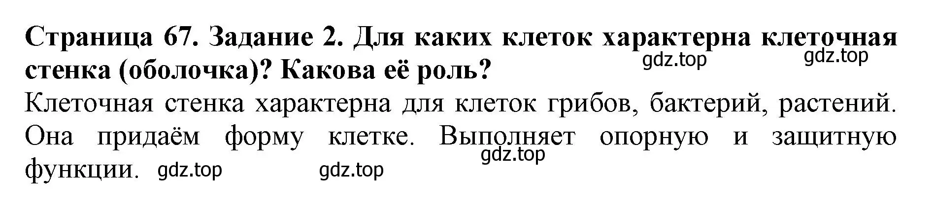 Решение номер 2 (страница 67) гдз по биологии 5 класс Пасечник, Суматохин, учебник