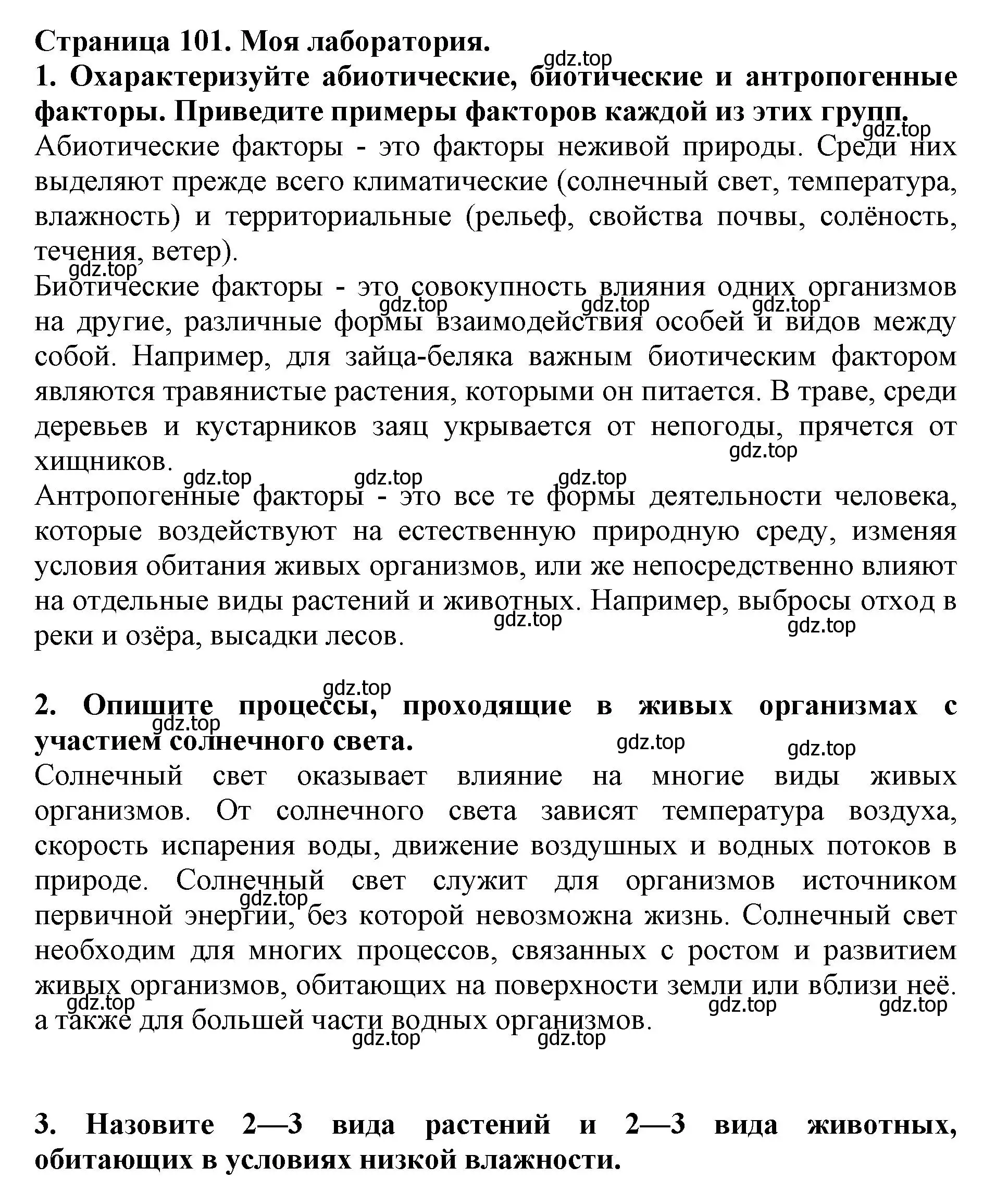 Решение номер Моя лаборатория (страница 101) гдз по биологии 5 класс Пасечник, Суматохин, учебник