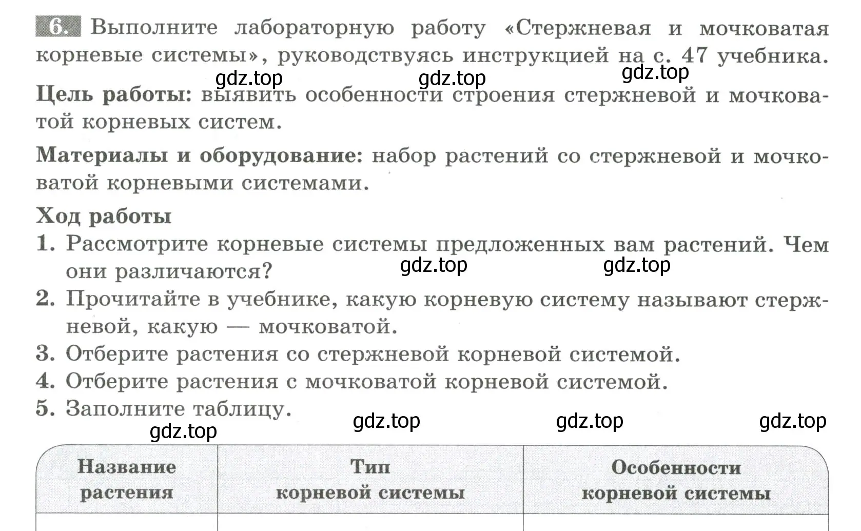 Условие номер 6 (страница 37) гдз по биологии 6 класс Пасечник, Суматохин, рабочая тетрадь