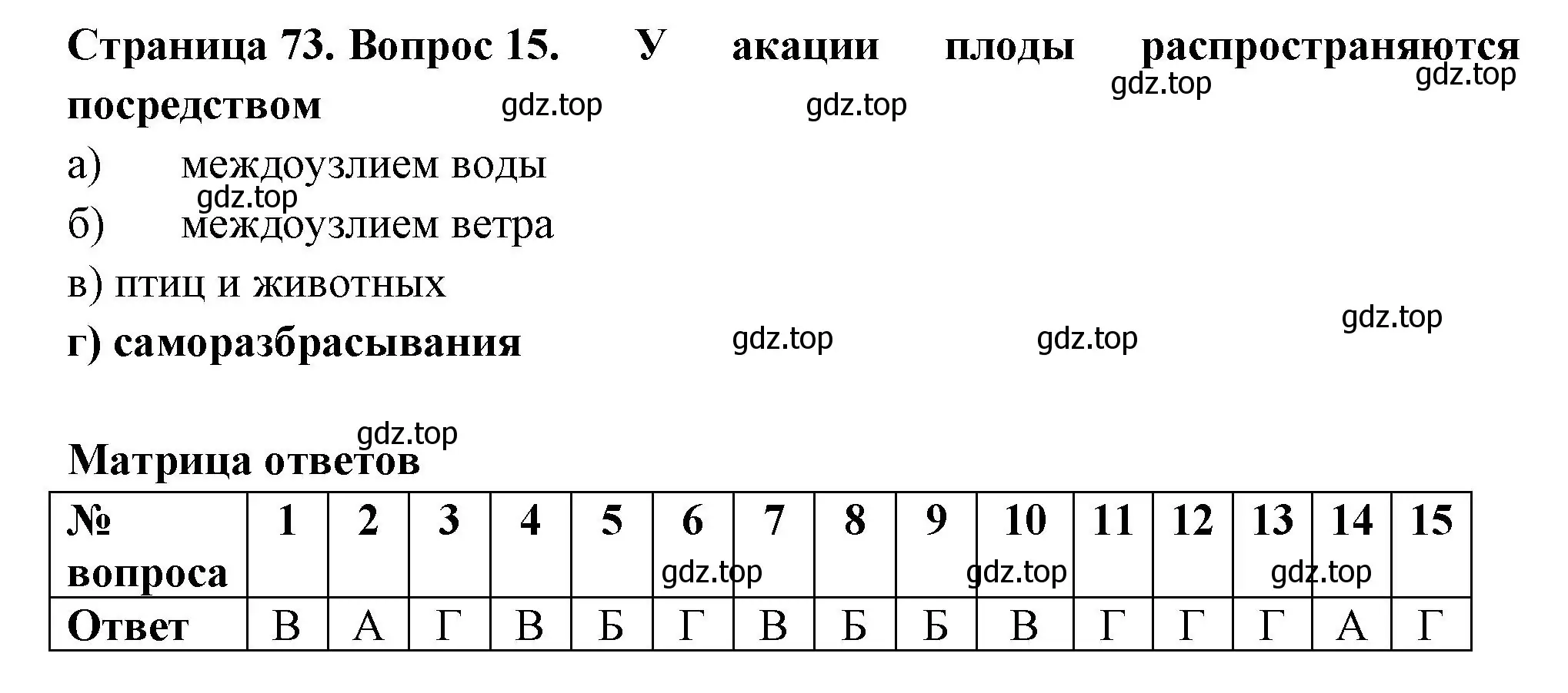 Решение номер 15 (страница 73) гдз по биологии 6 класс Пасечник, Суматохин, рабочая тетрадь