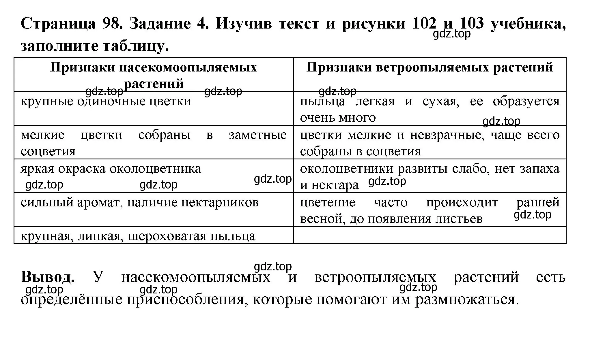 Решение номер 4 (страница 98) гдз по биологии 6 класс Пасечник, Суматохин, рабочая тетрадь