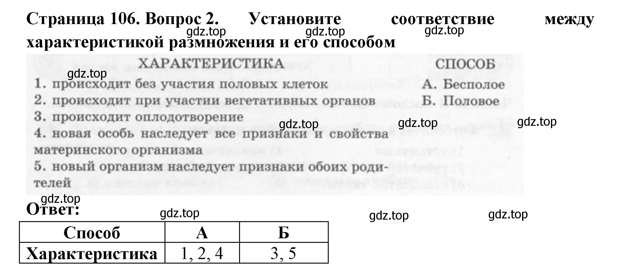 Решение номер 2 (страница 106) гдз по биологии 6 класс Пасечник, Суматохин, рабочая тетрадь