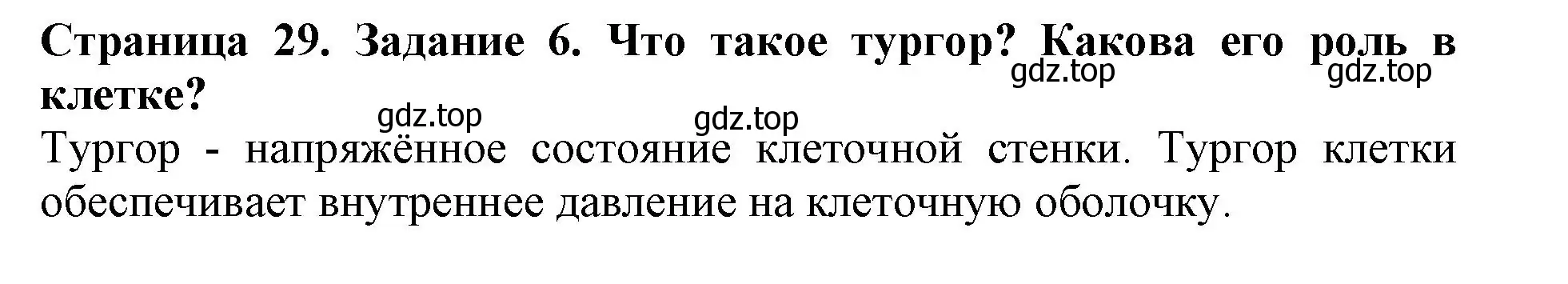 Решение номер 6 (страница 29) гдз по биологии 6 класс Пасечник, Суматохин, учебник