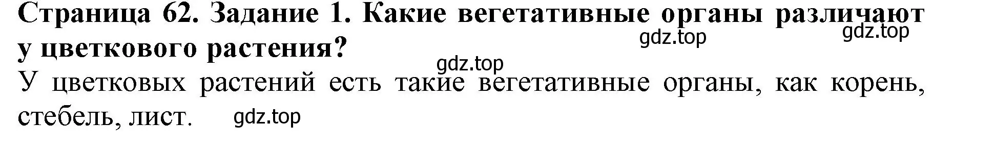 Решение номер 1 (страница 62) гдз по биологии 6 класс Пасечник, Суматохин, учебник