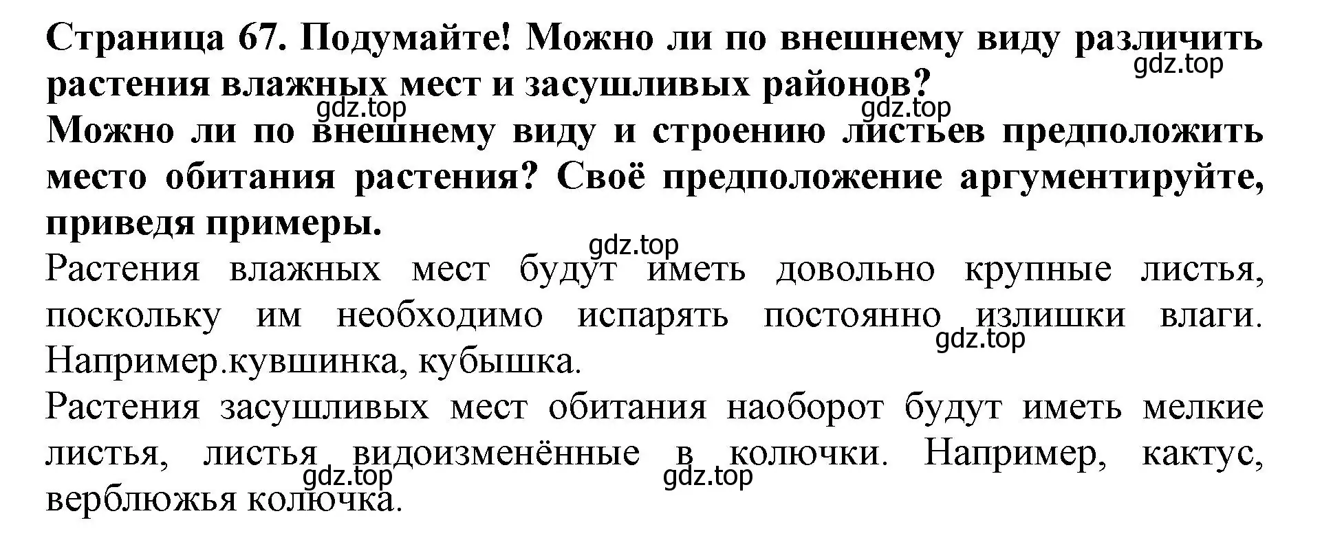 Решение  Подумайте! (страница 67) гдз по биологии 6 класс Пасечник, Суматохин, учебник