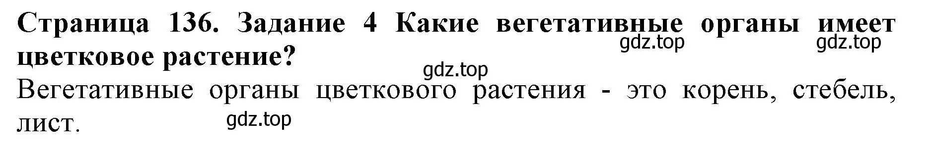 Решение номер 4 (страница 136) гдз по биологии 6 класс Пасечник, Суматохин, учебник