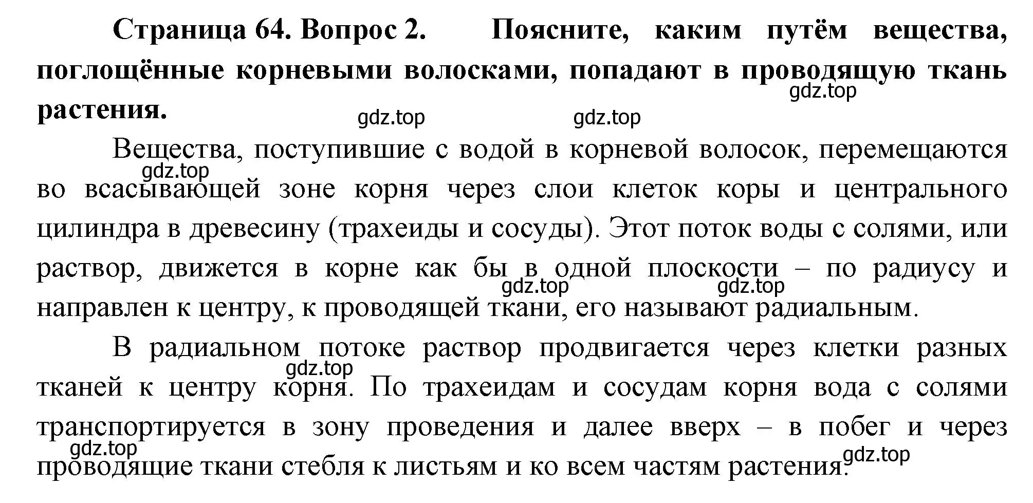 Решение номер 2 (страница 64) гдз по биологии 6 класс Пономарева, Корнилова, учебник