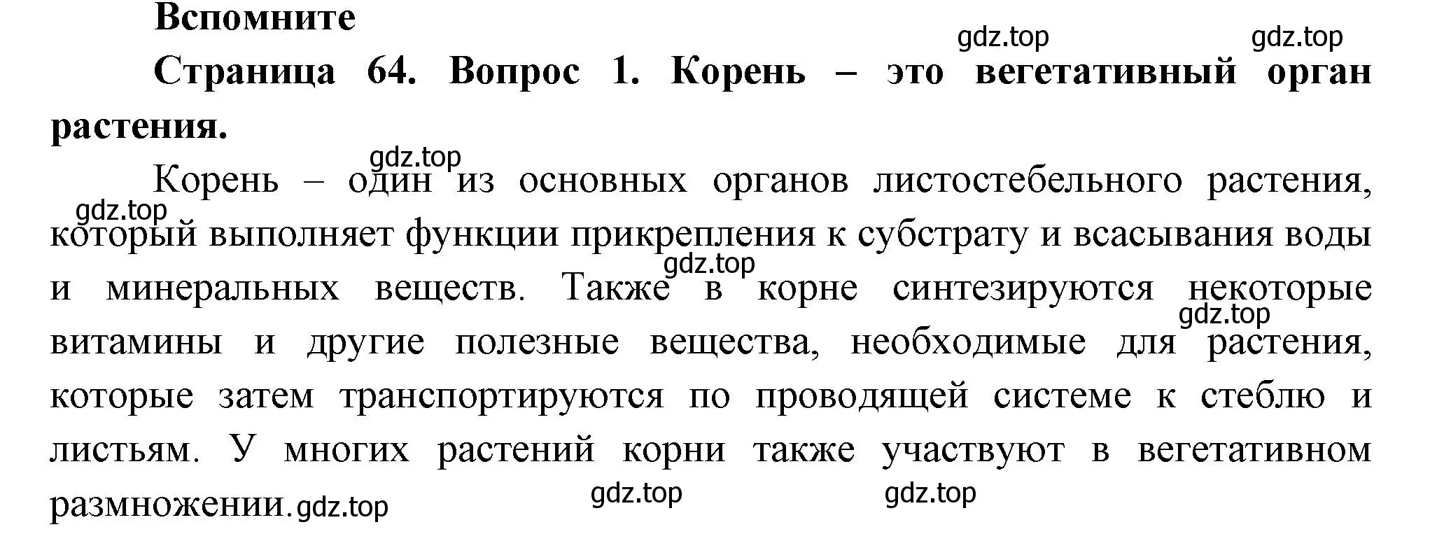 Решение номер 1 (страница 64) гдз по биологии 6 класс Пономарева, Корнилова, учебник