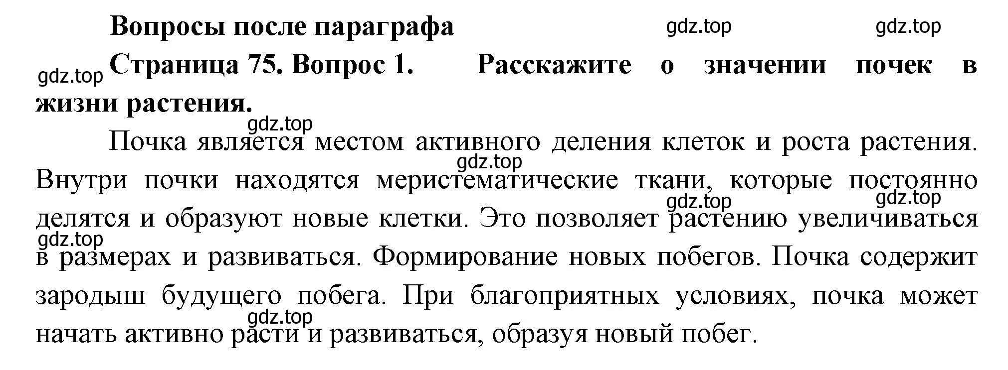 Решение номер 1 (страница 75) гдз по биологии 6 класс Пономарева, Корнилова, учебник