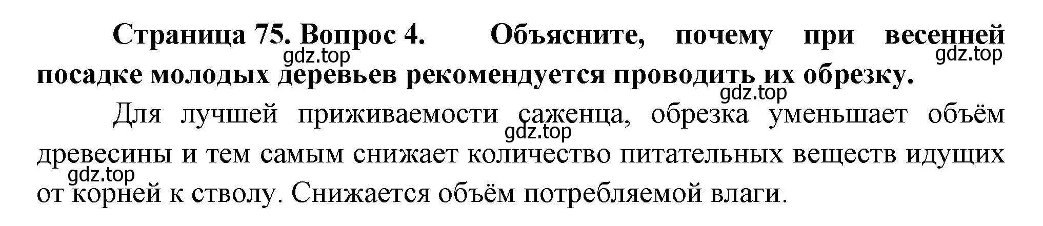 Решение номер 4 (страница 75) гдз по биологии 6 класс Пономарева, Корнилова, учебник