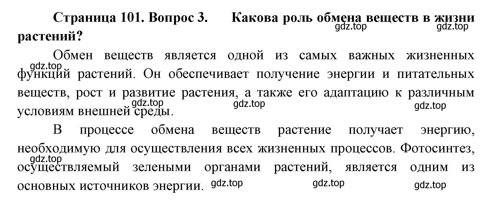 Решение номер 3 (страница 101) гдз по биологии 6 класс Пономарева, Корнилова, учебник