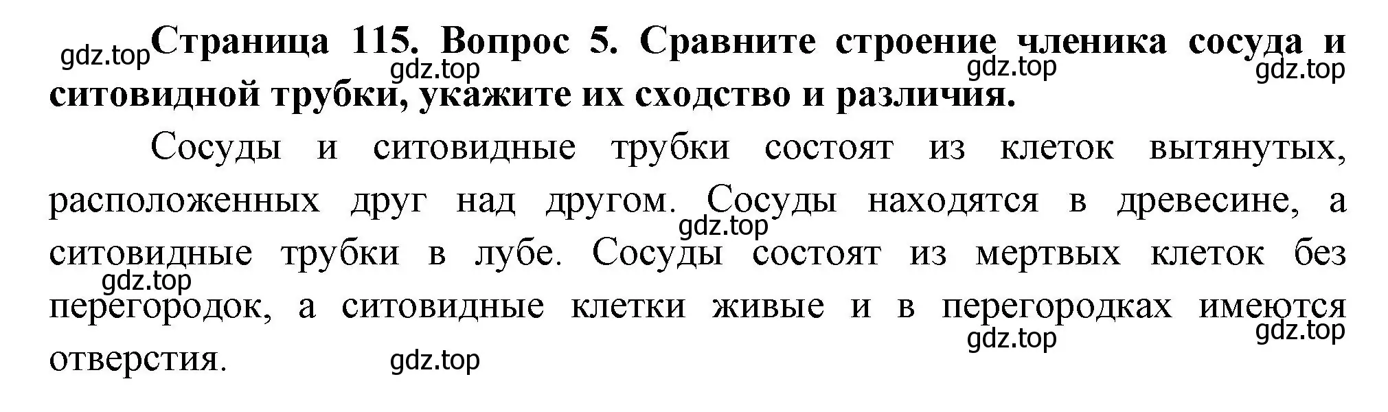 Решение номер 5 (страница 115) гдз по биологии 6 класс Пономарева, Корнилова, учебник