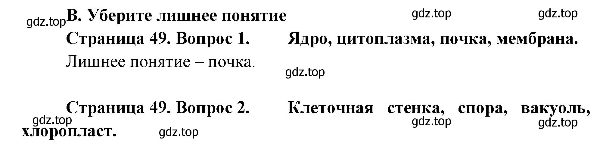 Решение  В (страница 49) гдз по биологии 6 класс Пономарева, Корнилова, учебник