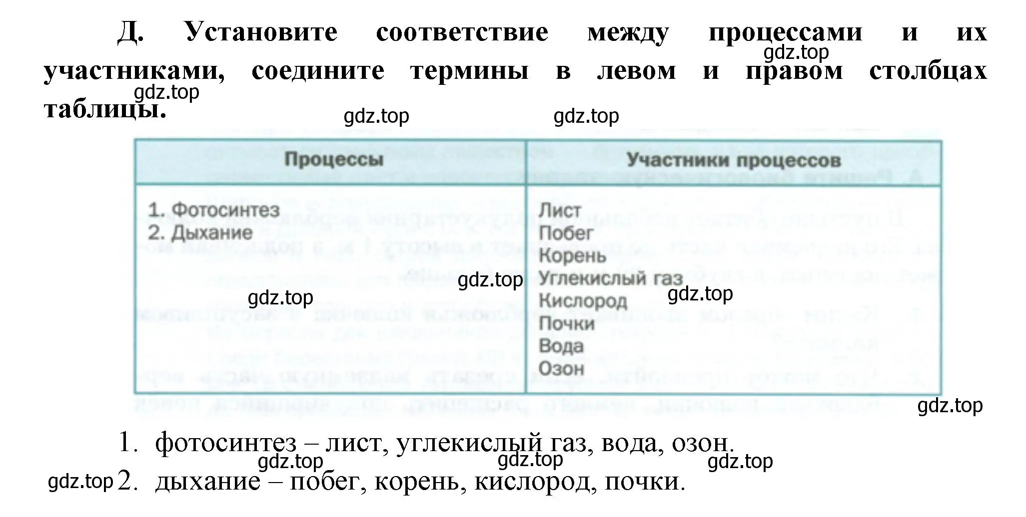 Решение  Д (страница 124) гдз по биологии 6 класс Пономарева, Корнилова, учебник