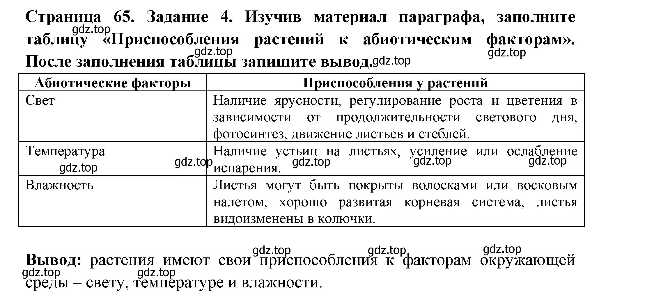 Решение номер 4 (страница 65) гдз по биологии 7 класс Пасечник, Суматохин, рабочая тетрадь