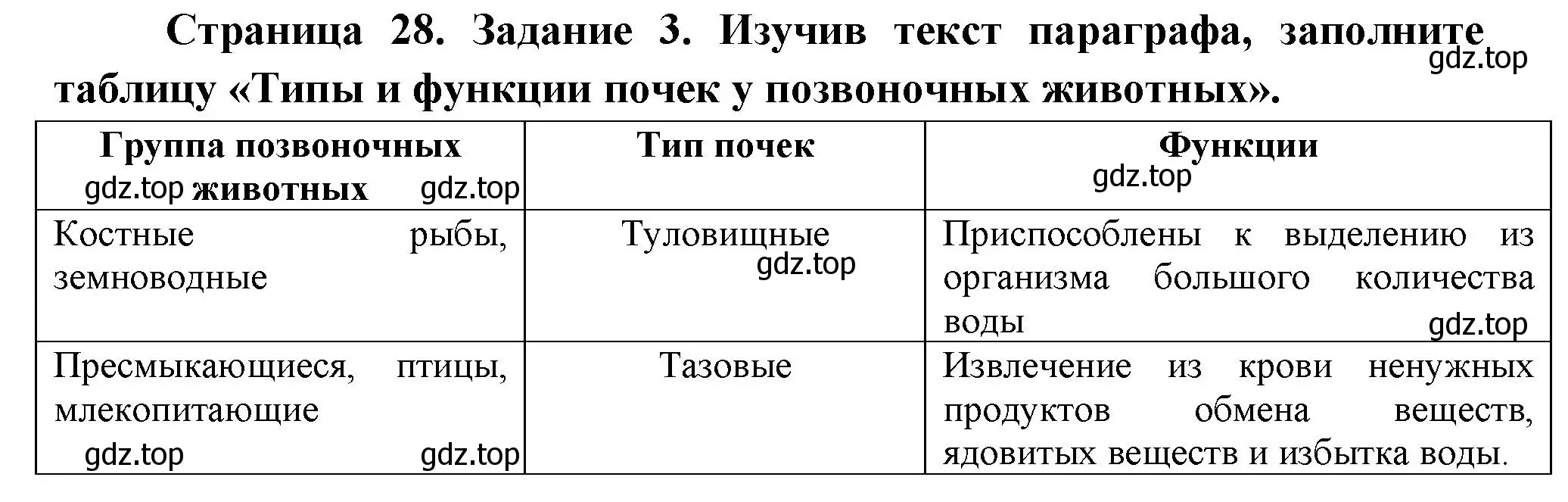 Решение номер 3 (страница 28) гдз по биологии 8 класс Суматохин, Пасечник, рабочая тетрадь