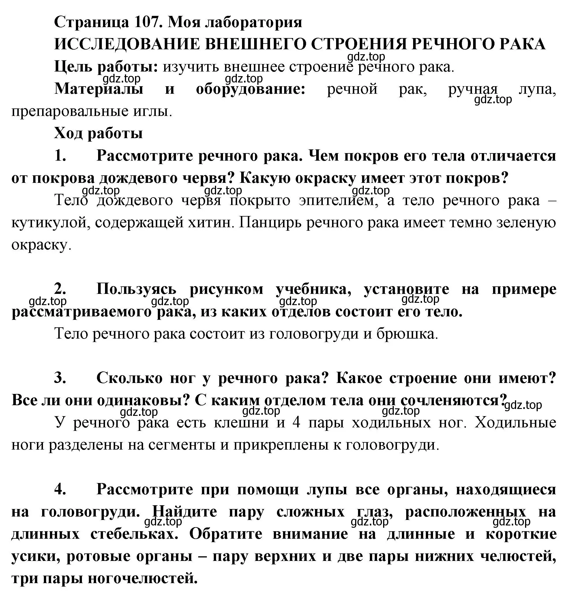 Решение номер Моя лаборатория (страница 107) гдз по биологии 8 класс Пасечник, Суматохин, учебник