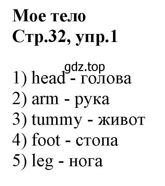 Решение номер 1 (страница 32) гдз по английскому языку 2 класс Баранова, Дули, рабочая тетрадь 1 часть