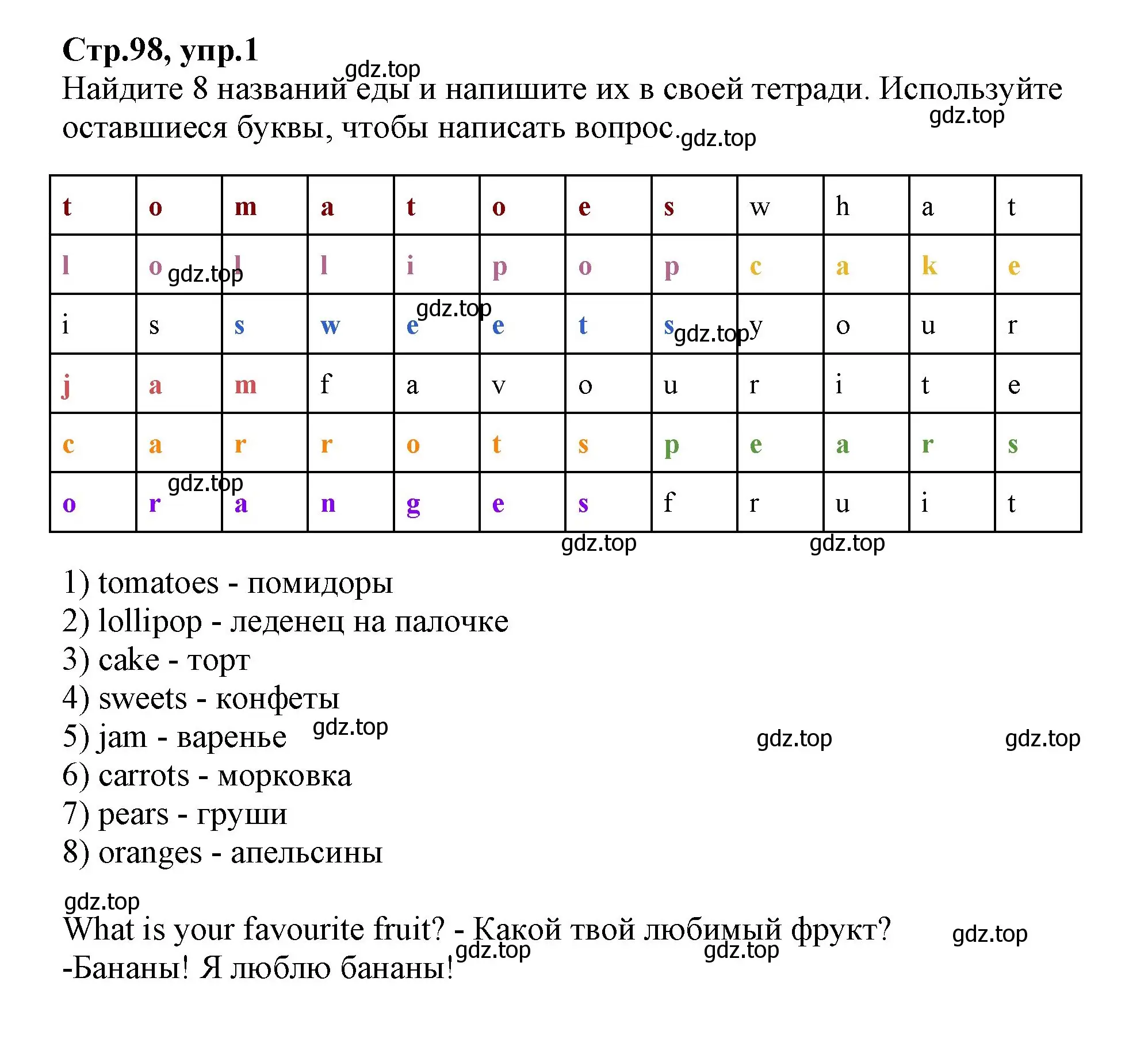 Решение номер 1 (страница 98) гдз по английскому языку 2 класс Баранова, Дули, учебник 2 часть