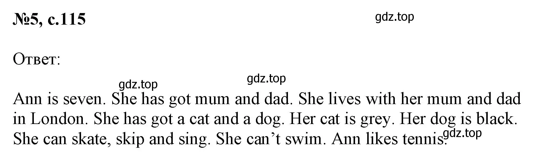 Решение номер 5 (страница 115) гдз по английскому языку 2 класс Биболетова, Денисенко, учебник