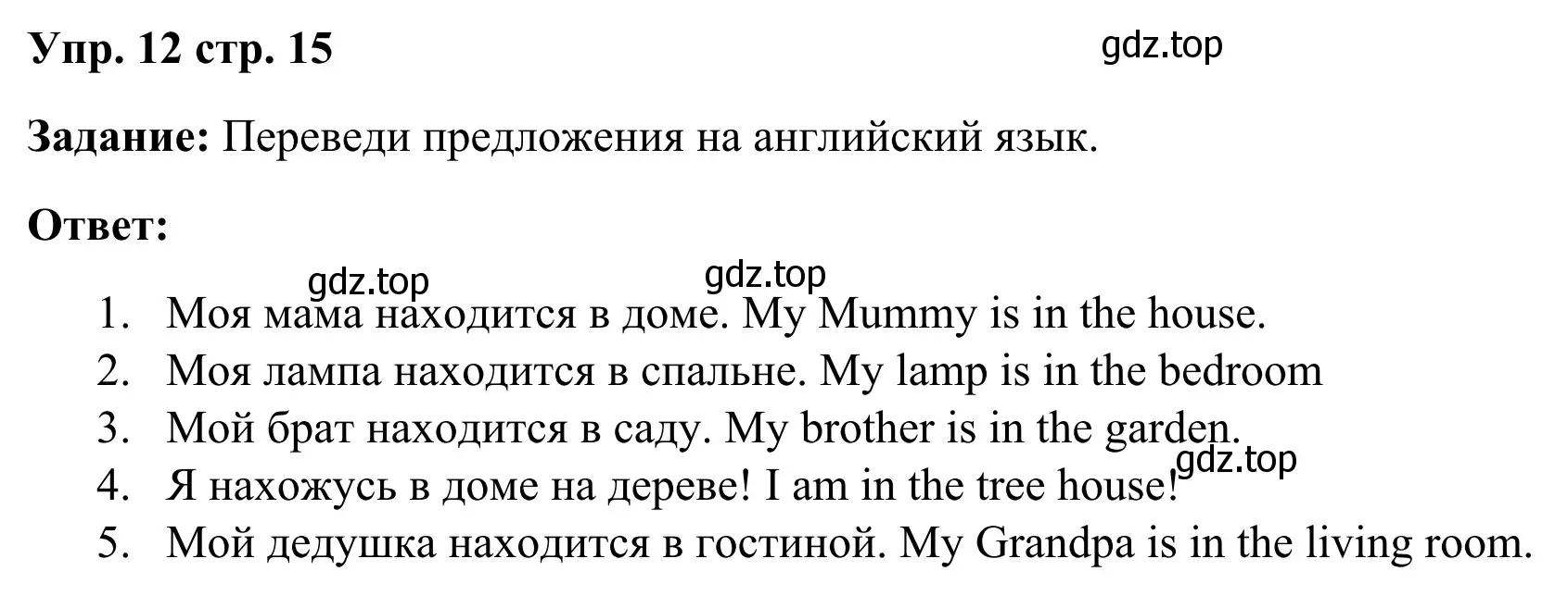 Решение 2. номер 12 (страница 15) гдз по английскому языку 2 класс Юшина, грамматический тренажёр