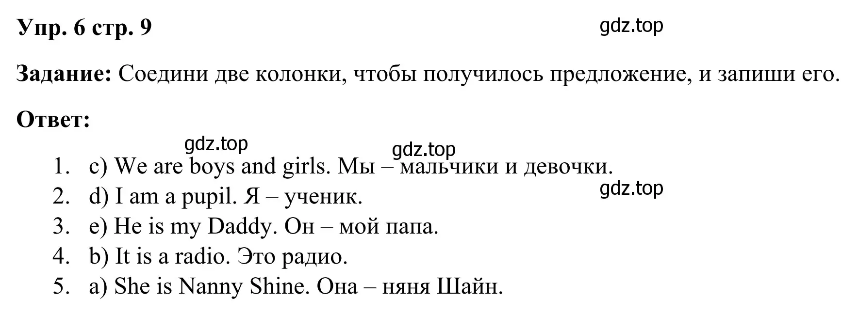 Решение 2. номер 6 (страница 9) гдз по английскому языку 2 класс Юшина, грамматический тренажёр