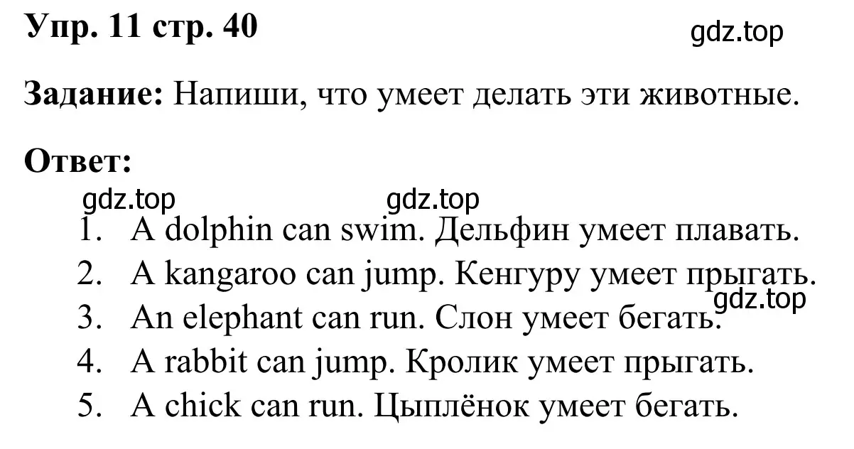 Решение 2. номер 11 (страница 40) гдз по английскому языку 2 класс Юшина, грамматический тренажёр