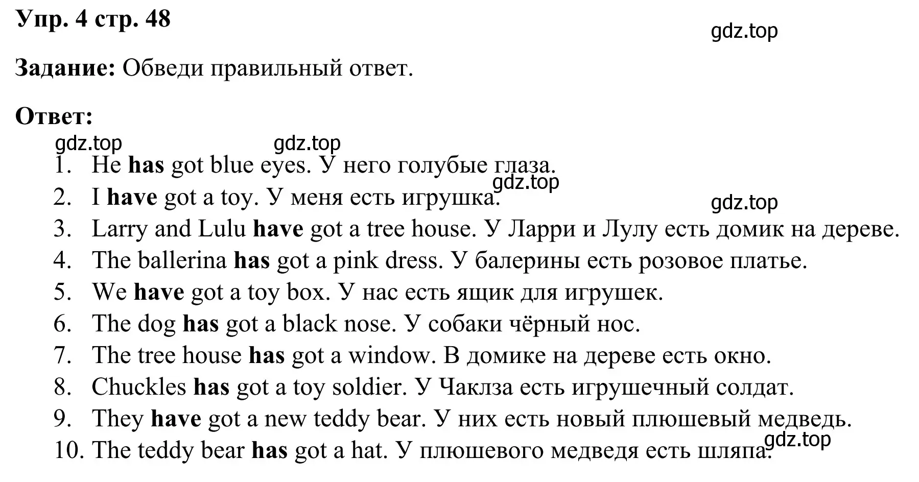 Решение 2. номер 4 (страница 48) гдз по английскому языку 2 класс Юшина, грамматический тренажёр