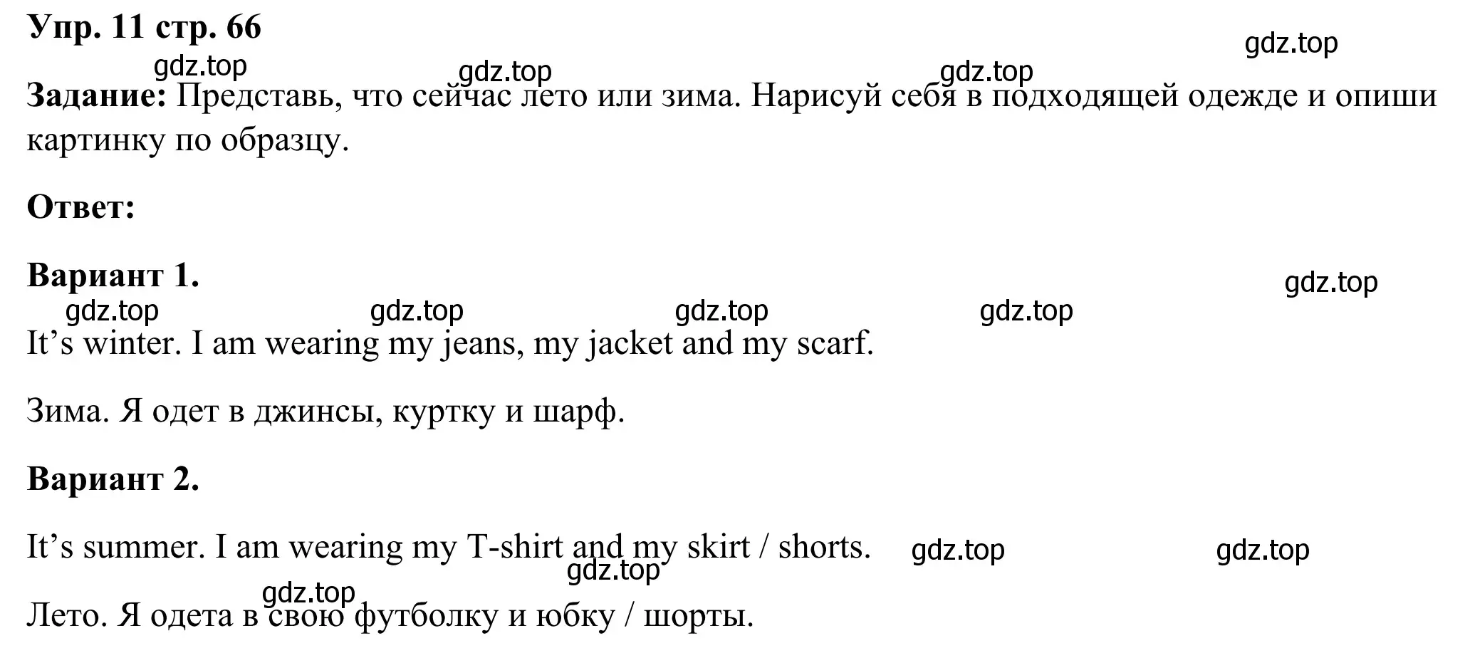 Решение 2. номер 11 (страница 66) гдз по английскому языку 2 класс Юшина, грамматический тренажёр