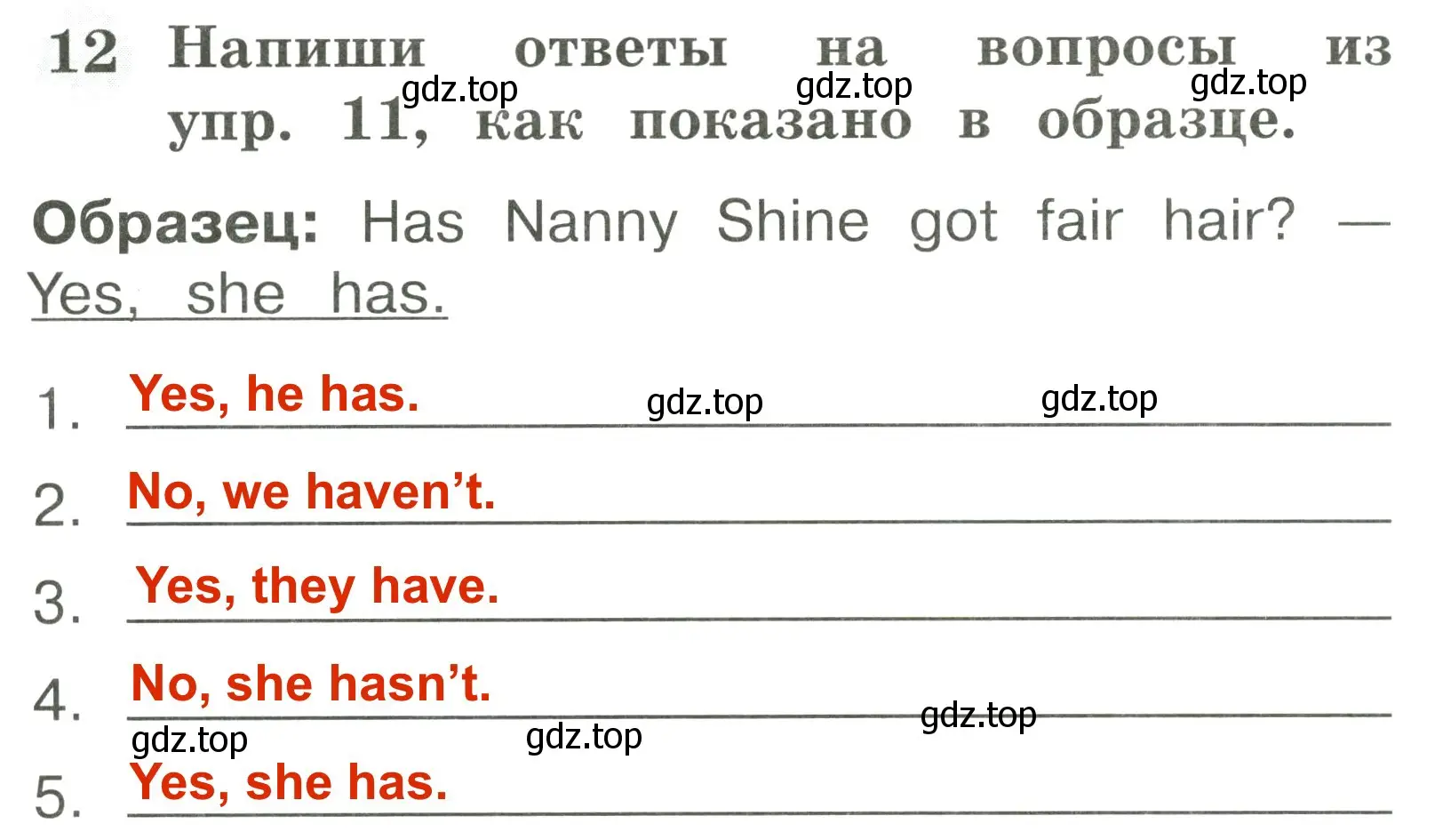 Решение 3. номер 12 (страница 55) гдз по английскому языку 2 класс Юшина, грамматический тренажёр