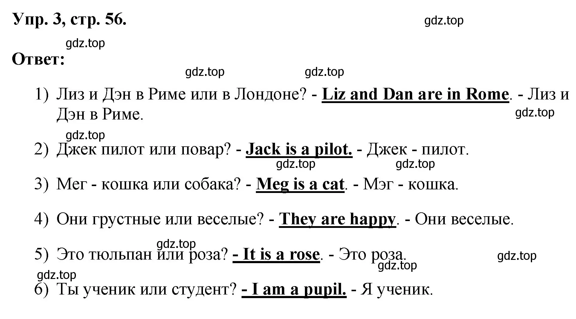 Решение номер 3 (страница 56) гдз по английскому языку 2 класс Афанасьева, Михеева, учебник 2 часть