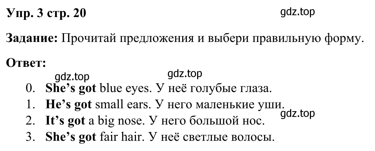 Решение 2. номер 3 (страница 20) гдз по английскому языку 2 класс Быкова, Поспелова, контрольные задания