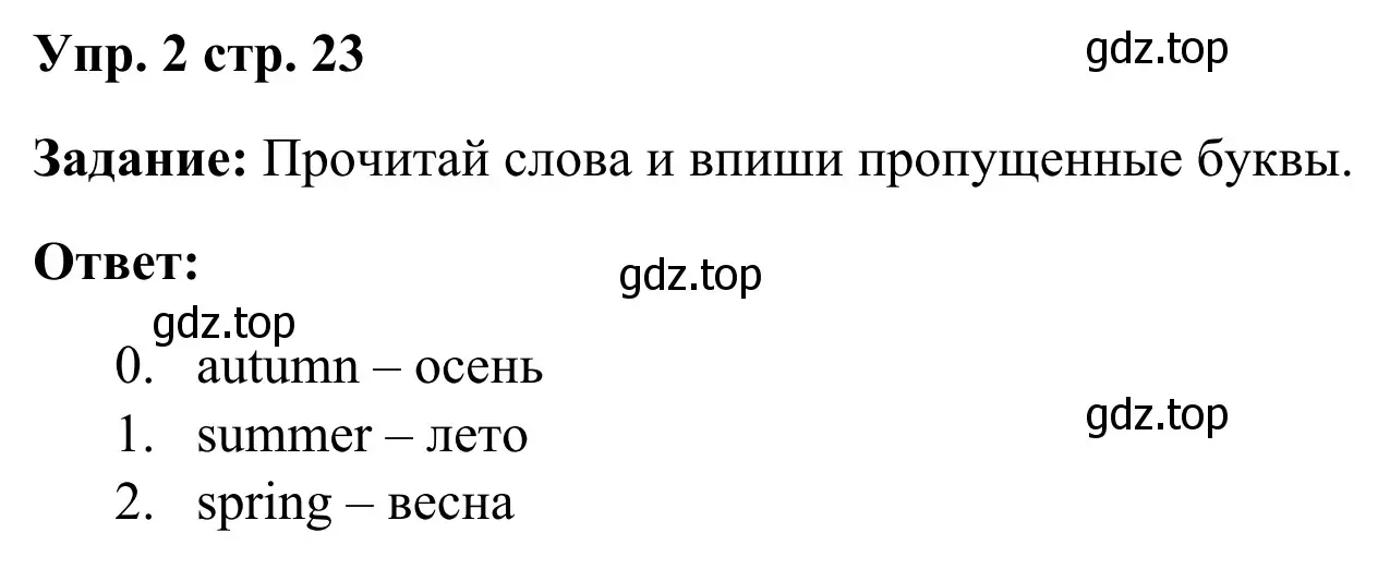 Решение 2. номер 2 (страница 23) гдз по английскому языку 2 класс Быкова, Поспелова, контрольные задания