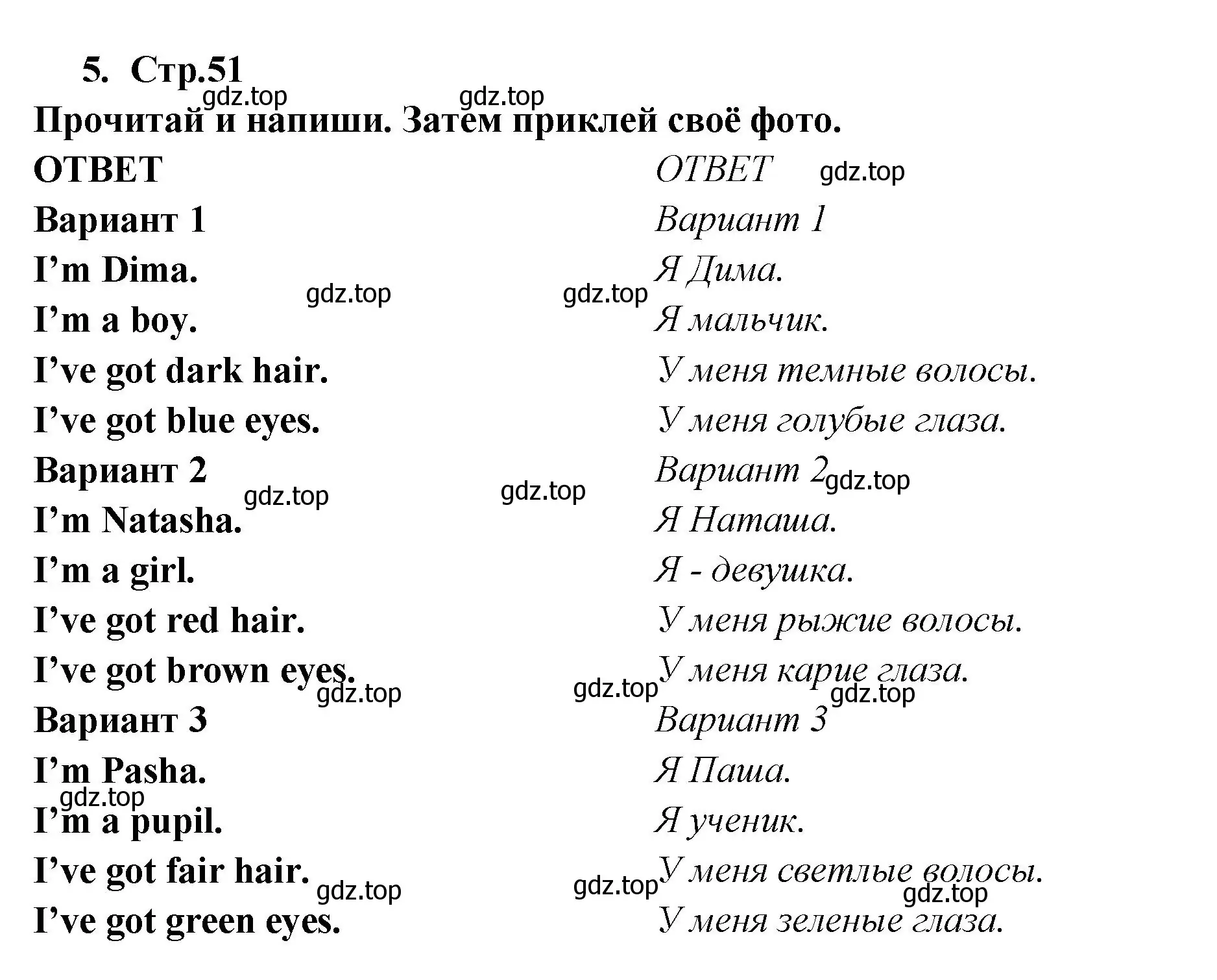 Решение номер 5 (страница 51) гдз по английскому языку 2 класс Быкова, Дули, рабочая тетрадь