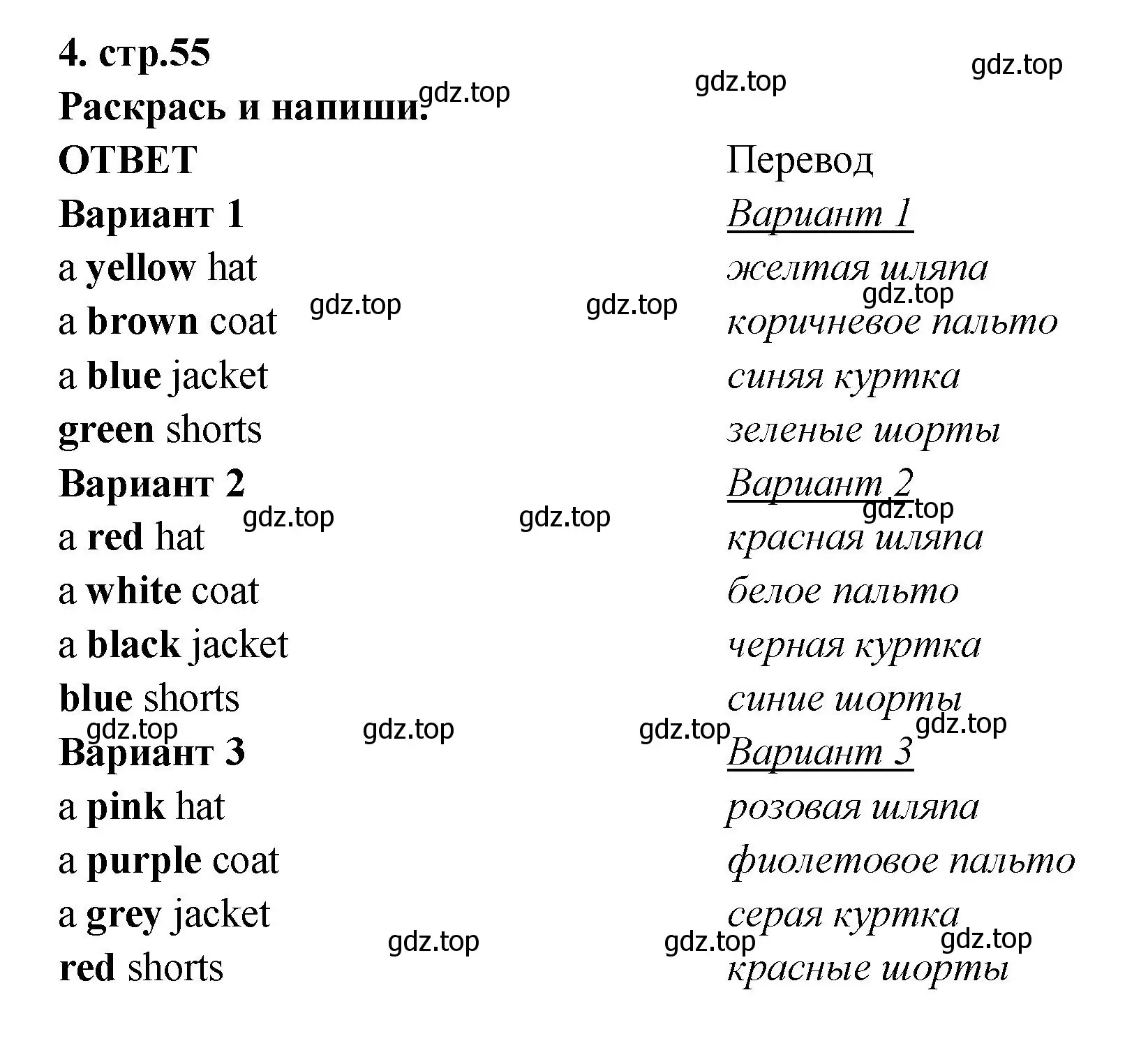 Решение номер 4 (страница 55) гдз по английскому языку 2 класс Быкова, Дули, рабочая тетрадь