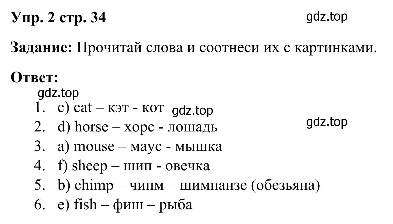 Решение 4. номер 2 (страница 34) гдз по английскому языку 2 класс Быкова, Дули, рабочая тетрадь