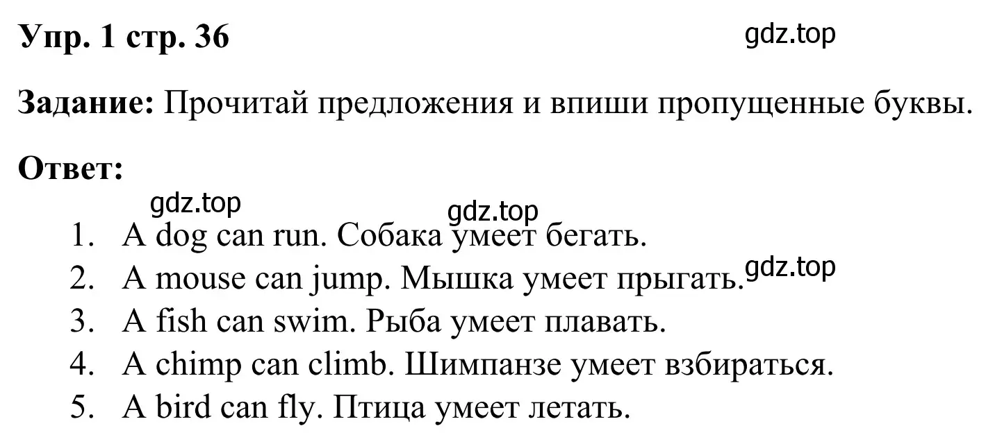 Решение 4. номер 1 (страница 36) гдз по английскому языку 2 класс Быкова, Дули, рабочая тетрадь